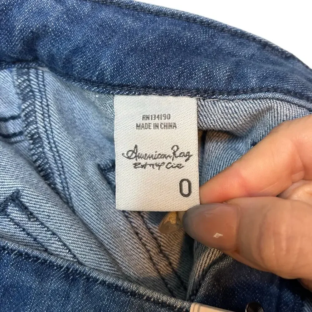 American Rag High Rise Button Fly Denim Shorts Size 0 Cuffed Stretch NWT